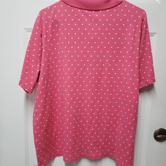 Pink White Polka Dot Polo sz 2X - Picture 2 of 3